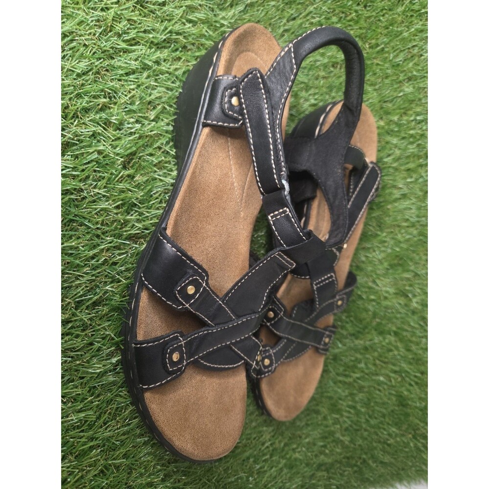 Clarks Hayla Flute Women's Size US 10 Black Leather Strappy Sandals